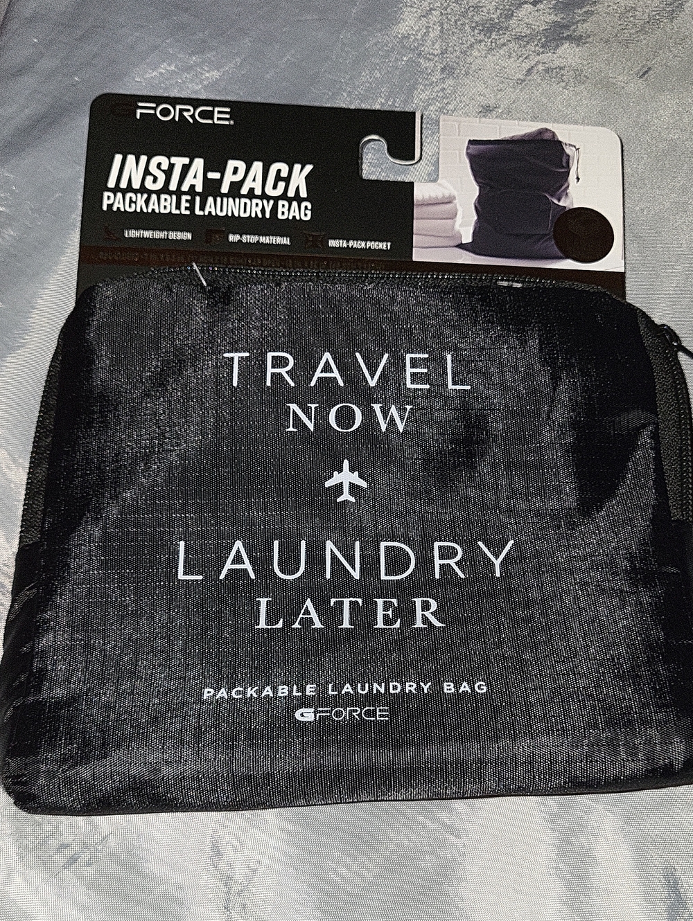 GForce Insta-Pack Black Packable Travel Laundry Bag LARGE CAPACITY